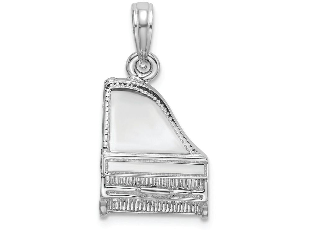 FJC Finejewelers 14k White Gold White 3d Grand Pianomoveable Charm