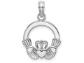 FJC Finejewelers 14k White Gold White Round Claddagh Charm Polish Textured