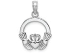 FJC Finejewelers 14k White Gold White Round Claddagh Charm Polish Textured