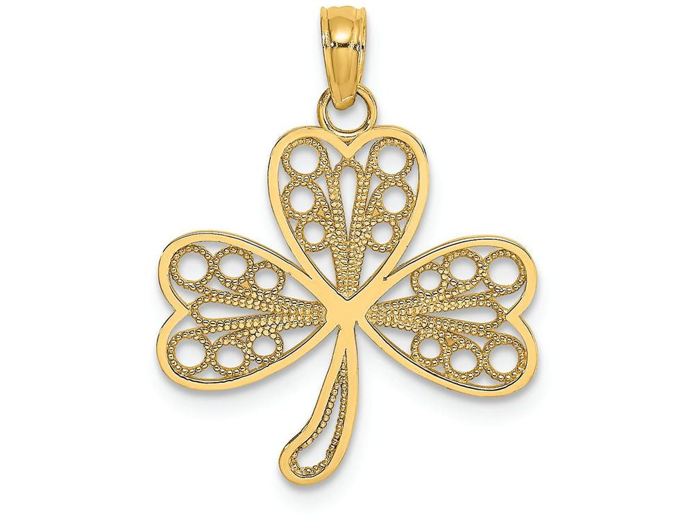 FJC Finejewelers 14k Yellow Gold Filigree 3 Leaf Clover Charm