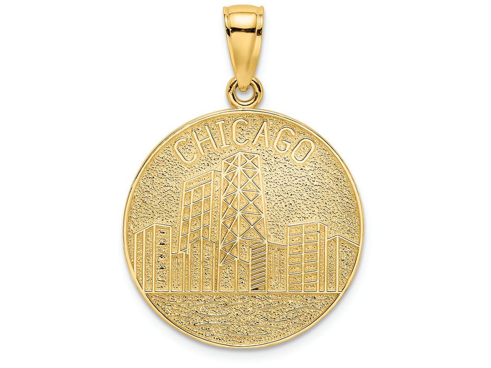 FJC Finejewelers 14k Yellow Gold Chicago Skyline On Round Disc Charm