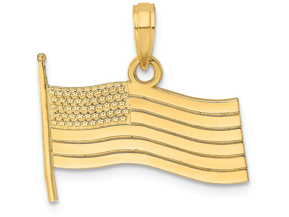 FJC Finejewelers 14k Yellow Gold American Flag Charm
