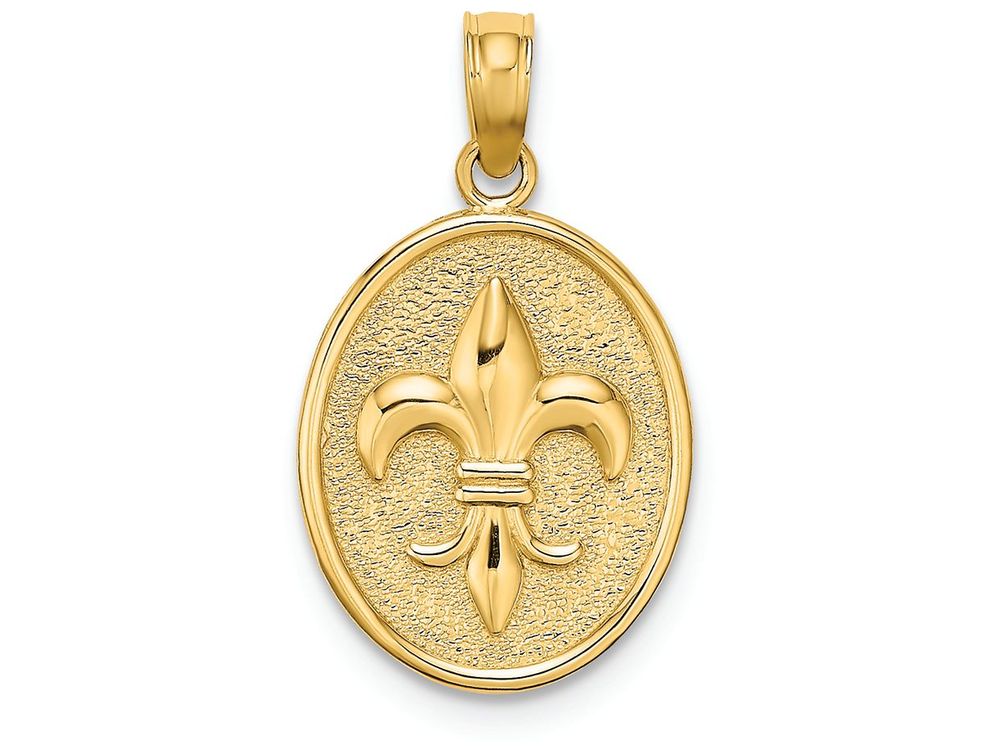 FJC Finejewelers 14k Yellow Gold Fleur-de-lis Charm On Oval Disc