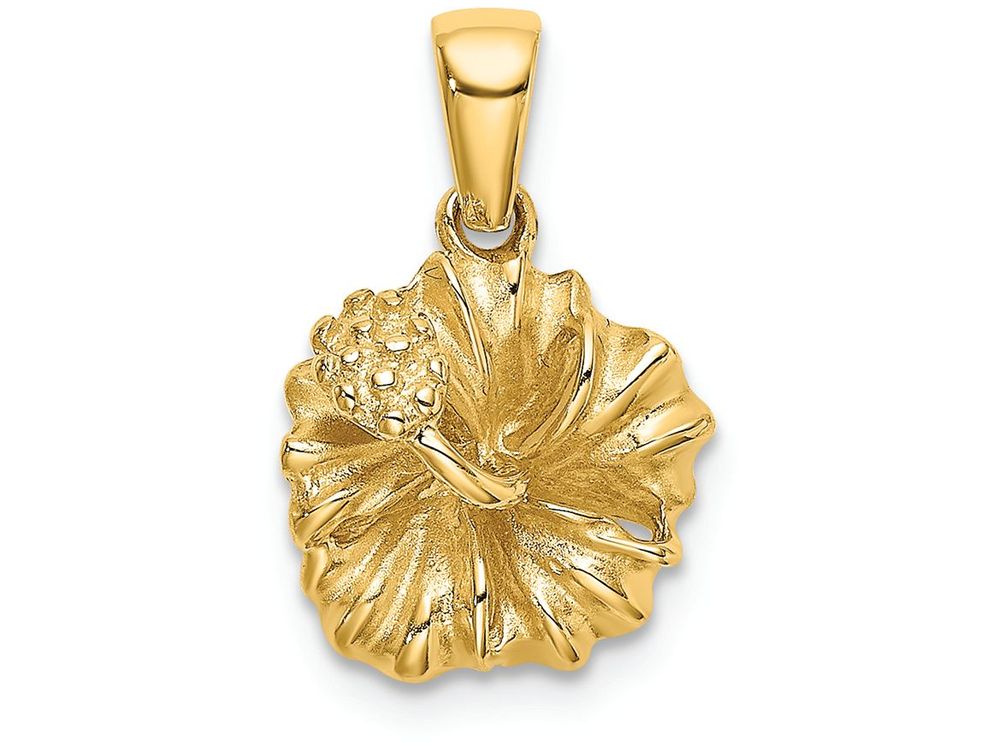 FJC Finejewelers 14k Yellow Gold Hibiscus Flower Charm Textured