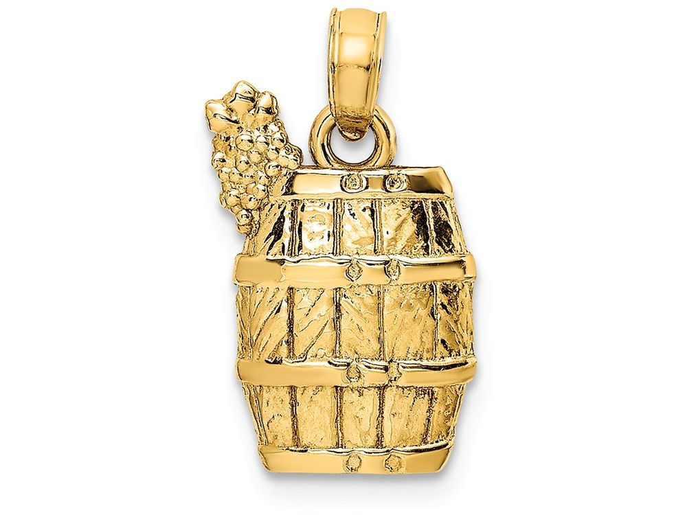 FJC Finejewelers 14k Yellow Gold Wine Barrel with Grapes Charm