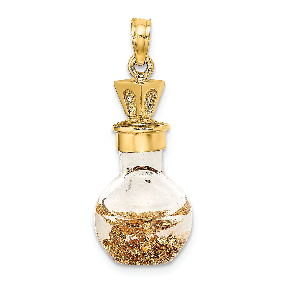 FJC Finejewelers 14k 3d Gold Leaf In Bottle Charm