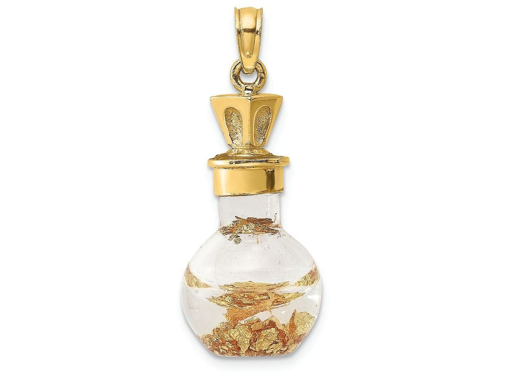 FJC Finejewelers 14k 3d Gold Leaf In Bottle Charm
