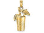 FJC Finejewelers 14k Yellow Gold Cocktail Drink with Umbrella Charm