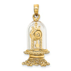 FJC Finejewelers 14k Yellow Gold 3d Moveable Clock In Glass Dome with Enamel Face Charm