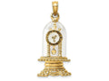 FJC Finejewelers 14k Yellow Gold 3d Moveable Clock In Glass Dome with Enamel Face Charm