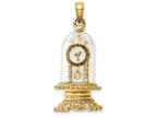 FJC Finejewelers 14k Yellow Gold 3d Moveable Clock In Glass Dome with Enamel Face Charm