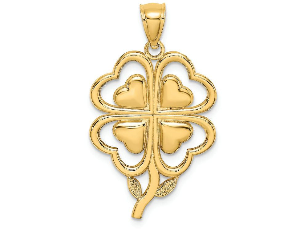 FJC Finejewelers 14k Yellow Gold 4-leaf Clover with Stem Charm