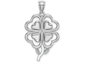 FJC Finejewelers 14k White Gold White 4-leaf Clover with Stem Charm