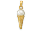 FJC Finejewelers 14k Yellow Gold 3d Vanilla Ice Cream Cone Charm Bead
