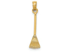 FJC Finejewelers 14k Yellow Gold 3d Leaf Rake Garden Tool Charm