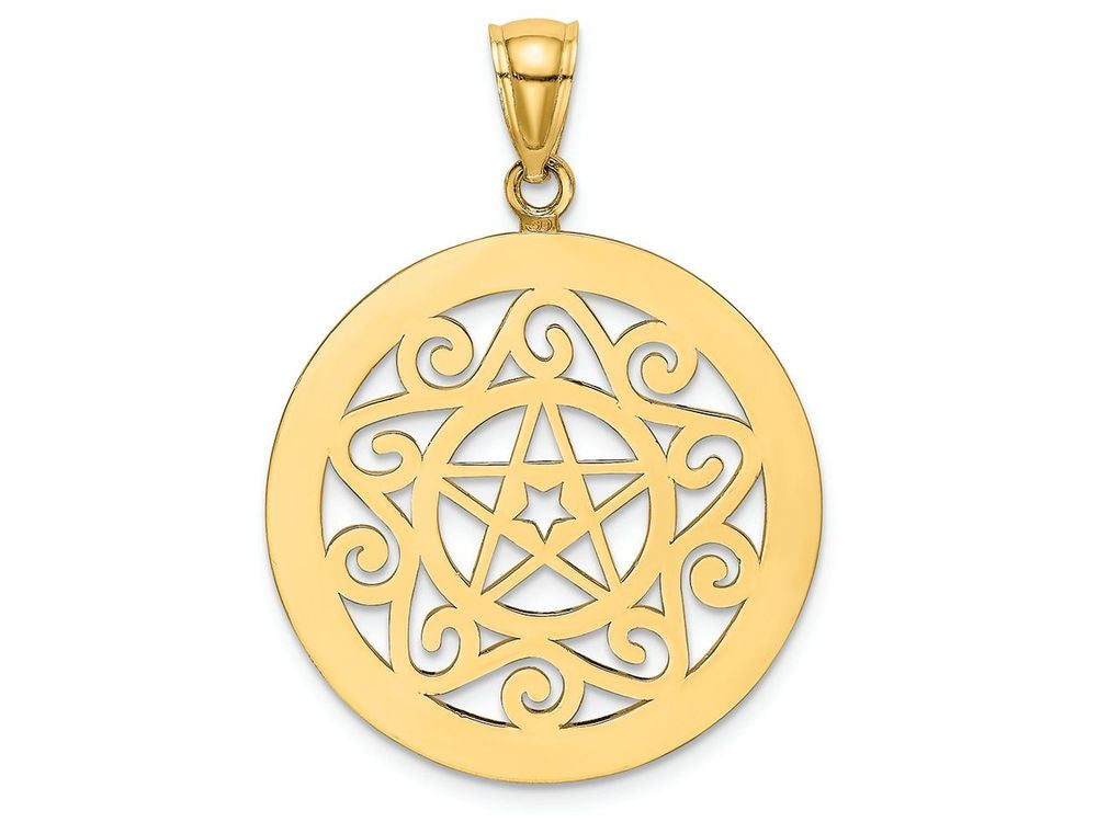 FJC Finejewelers 14k Yellow Gold Tribal Star In Round Framegate Jewelry Charm