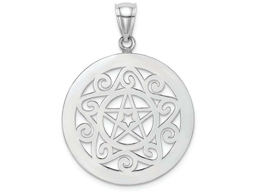 FJC Finejewelers 14k White Gold White Tribal Star In Round Framegate Jewelry Charm