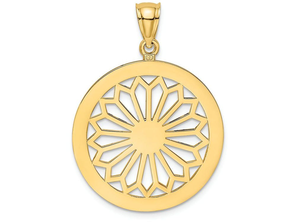 FJC Finejewelers 14k Yellow Gold Retro Daisy In Round Framegate Jewelry Charm