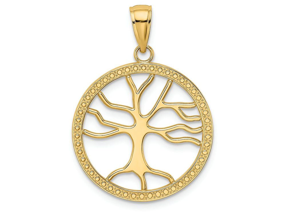 FJC Finejewelers 14k Yellow Gold 3d Large Tree Of Life In Round Frame Charm