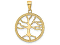 FJC Finejewelers 14k Yellow Gold 3d Large Tree Of Life In Round Frame Charm