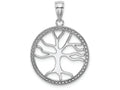 FJC Finejewelers 14k White Gold White 3d Large Tree Of Life In Round Frame Charm