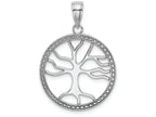 FJC Finejewelers 14k White Gold White 3d Large Tree Of Life In Round Frame Charm