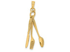 FJC Finejewelers 14k Yellow Gold 3d Table Knife Fork Spoon Collection Moveable Charm