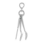 FJC Finejewelers 14k White Gold 3d Table Knife Fork Spoon Collection Moveable Charm