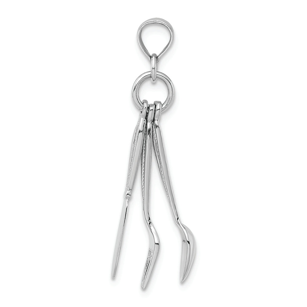 FJC Finejewelers 14k White Gold 3d Table Knife Fork Spoon Collection Moveable Charm