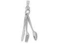 FJC Finejewelers 14k White Gold 3d Table Knife Fork Spoon Collection Moveable Charm