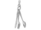 FJC Finejewelers 14k White Gold 3d Table Knife Fork Spoon Collection Moveable Charm