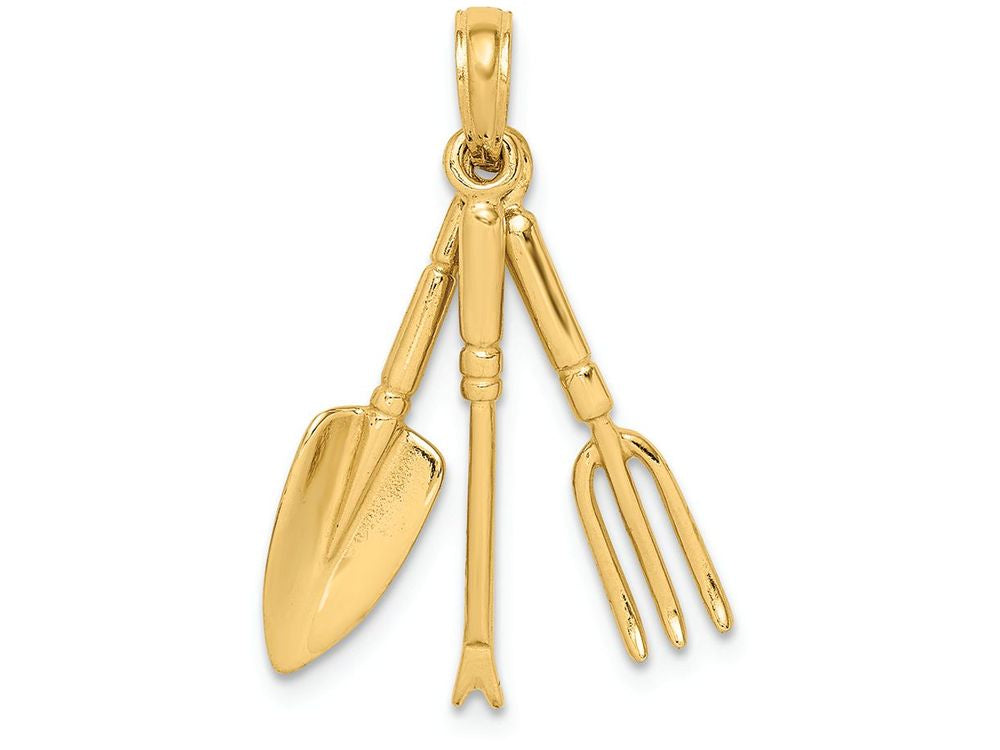 FJC Finejewelers 14k Yellow Gold 3d Garden Hand Tool Collectionmoveable Charm