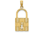 FJC Finejewelers 14k Yellow Gold 3d Padlock with Key Hole Charmtextured
