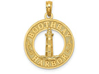 FJC Finejewelers 14k Yellow Gold Boothbay Harbor On Round Frame with Lighthouse Center Charm