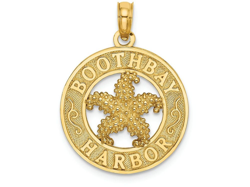 FJC Finejewelers 14k Yellow Gold Boothbay Harbor On Round Frame with Starfish Center Charm