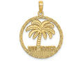 FJC Finejewelers 14k Yellow Gold Puerto Rico Under Palm Tree In Disk Charm