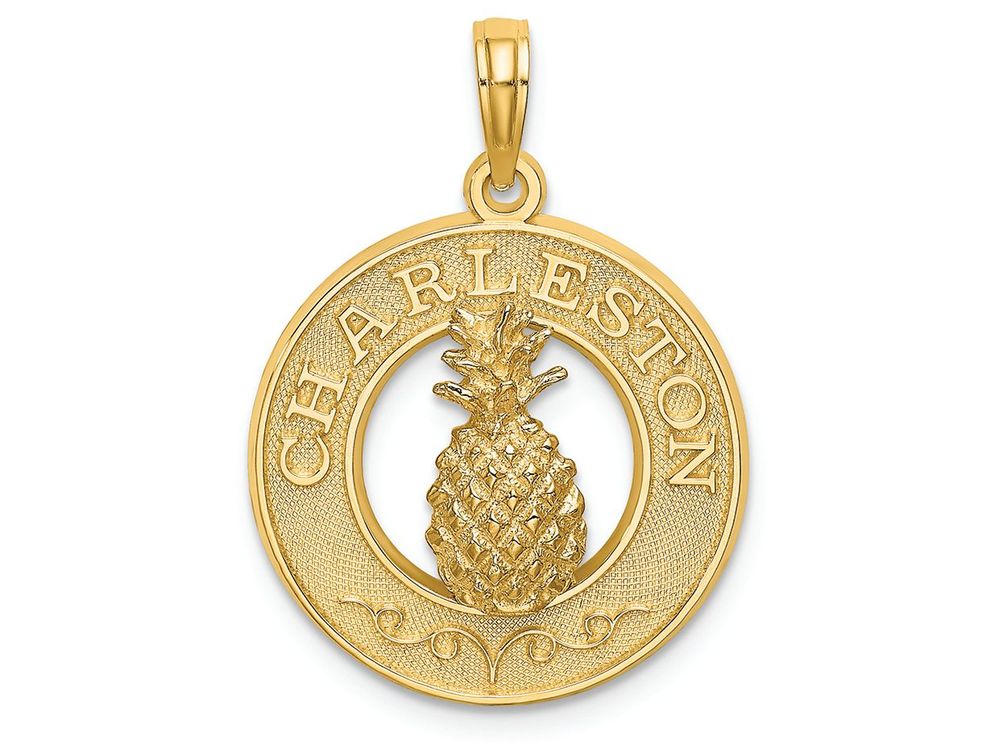 FJC Finejewelers 14k Yellow Gold Charleston On Round Frame with Pineapple Center Charm