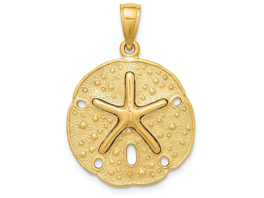 FJC Finejewelers 14k Yellow Gold Sand Dollar with Dancing Starfish Center Charm