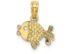 FJC Finejewelers 14k Yellow Gold Playful Fishflat Engraved Charm