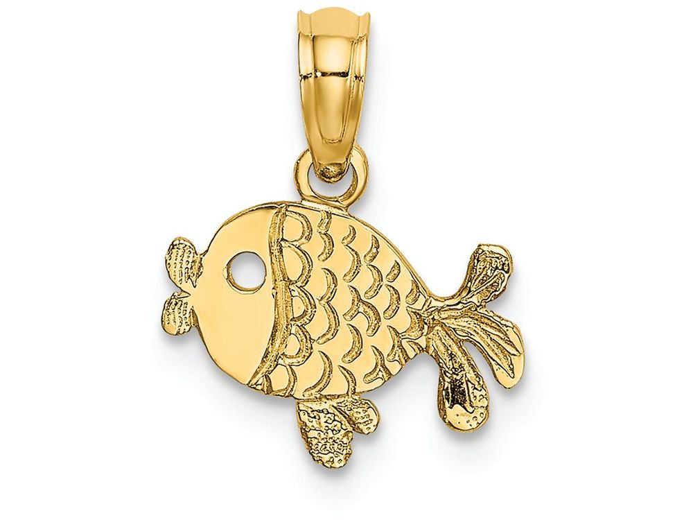 FJC Finejewelers 14k Yellow Gold Playful Fishflat Engraved Charm