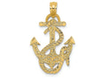 FJC Finejewelers 14k Yellow Gold Anchor Ropeengraved Polish Flat Charm