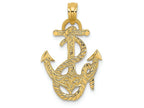FJC Finejewelers 14k Yellow Gold Anchor Ropeengraved Polish Flat Charm