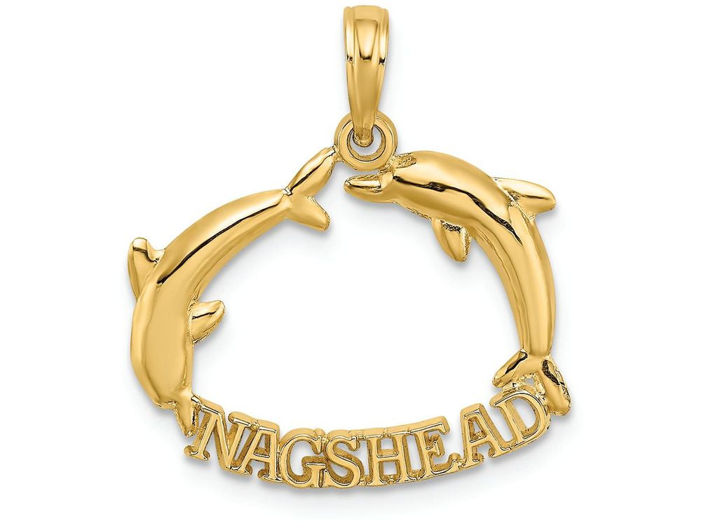 FJC Finejewelers 14k Yellow Gold Nags Head with Jumping Dolphins Polish Charm