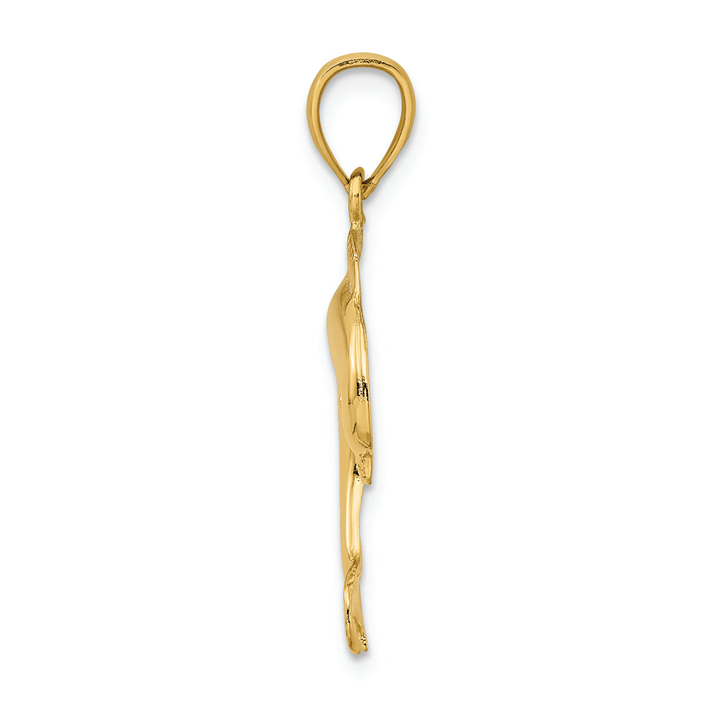 FJC Finejewelers 14k Yellow Gold Dolphin Jumping Polish Engraved Charm