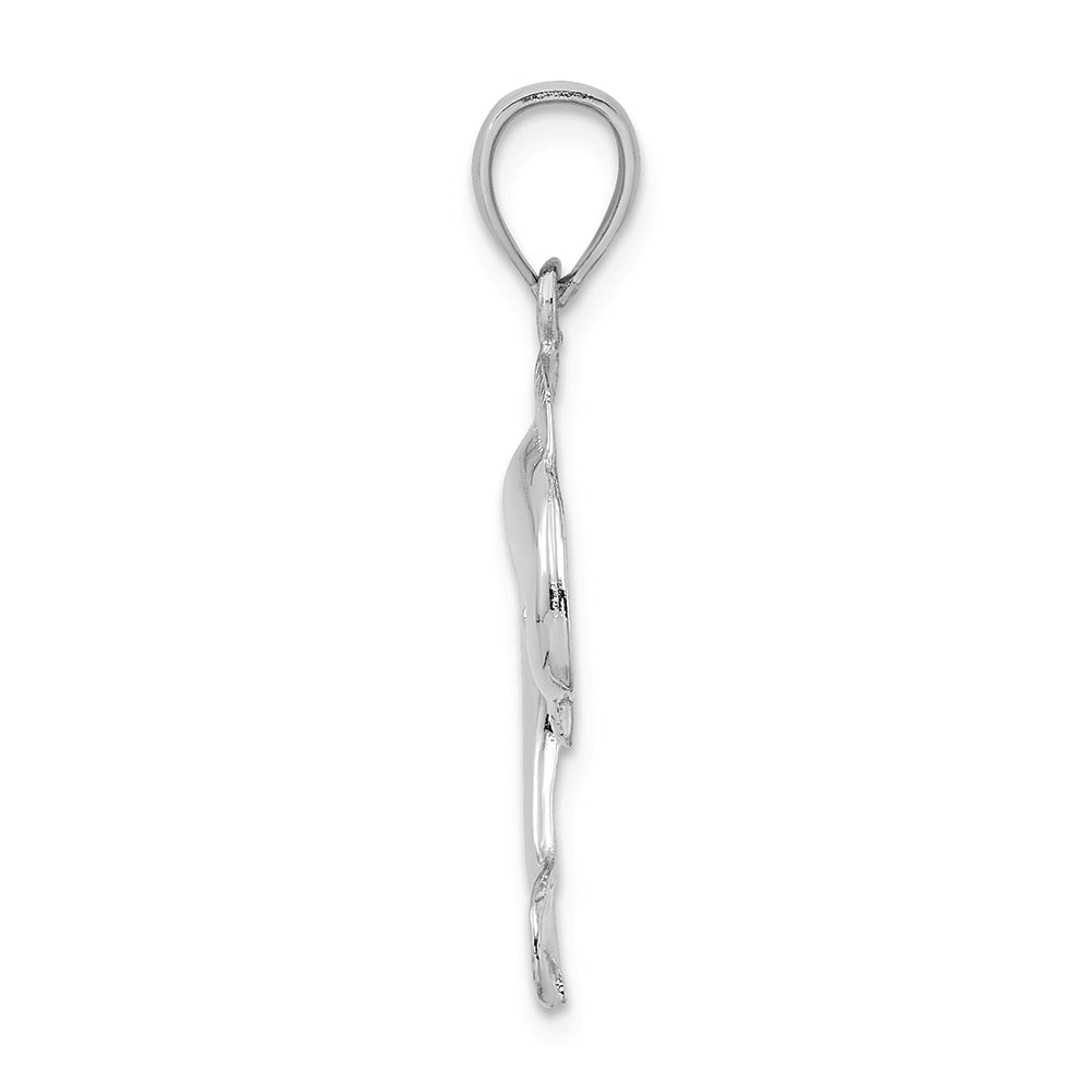 FJC Finejewelers 14k White Gold Dolphin Jumping Polish Engraved Charm
