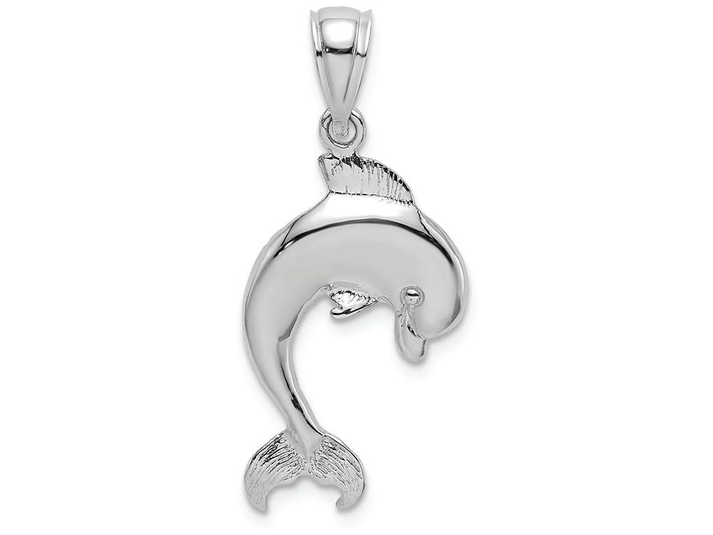 FJC Finejewelers 14k White Gold Dolphin Jumping Polish Engraved Charm