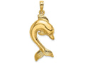 FJC Finejewelers 14k Yellow Gold Dolphin Jumping Polish Engraved Charm