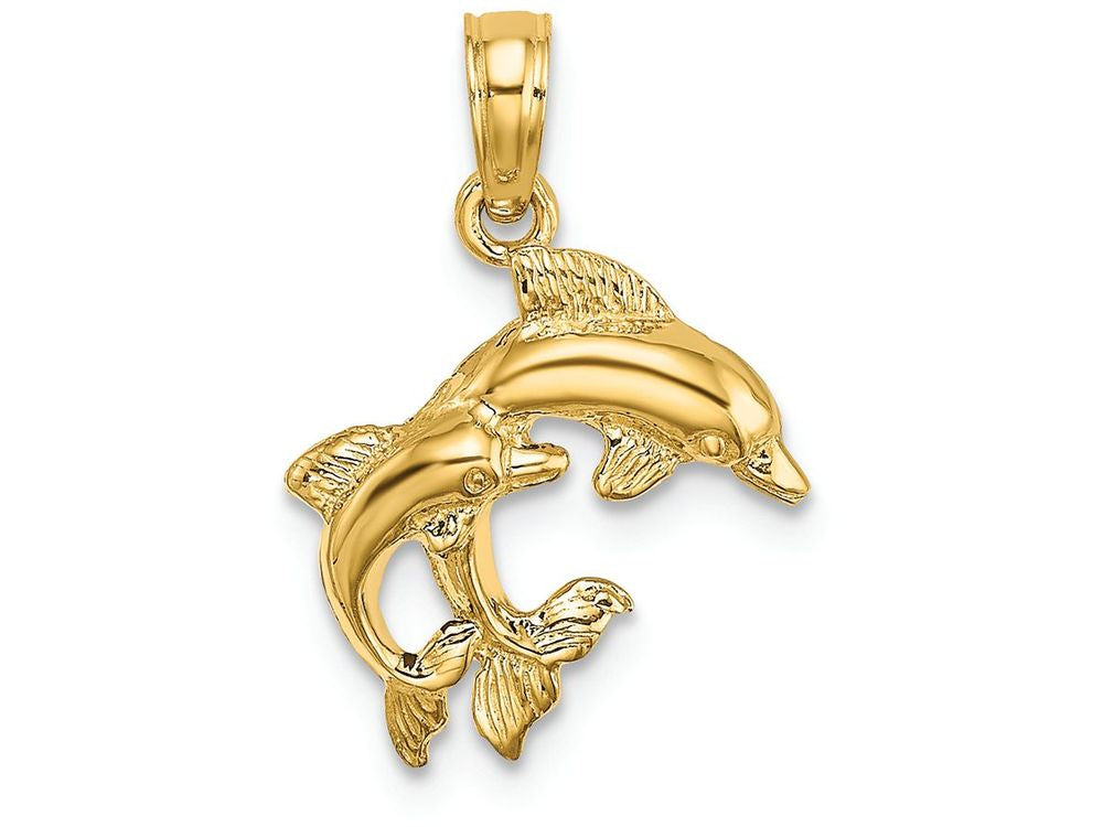 FJC Finejewelers 14k Yellow Gold Mini Double Dolphins Charm