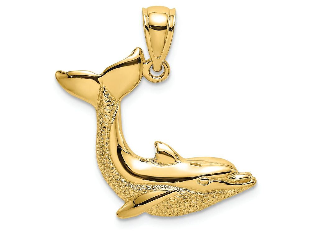 FJC Finejewelers 14k Yellow Gold Dolphin-tail Up Polish Charm