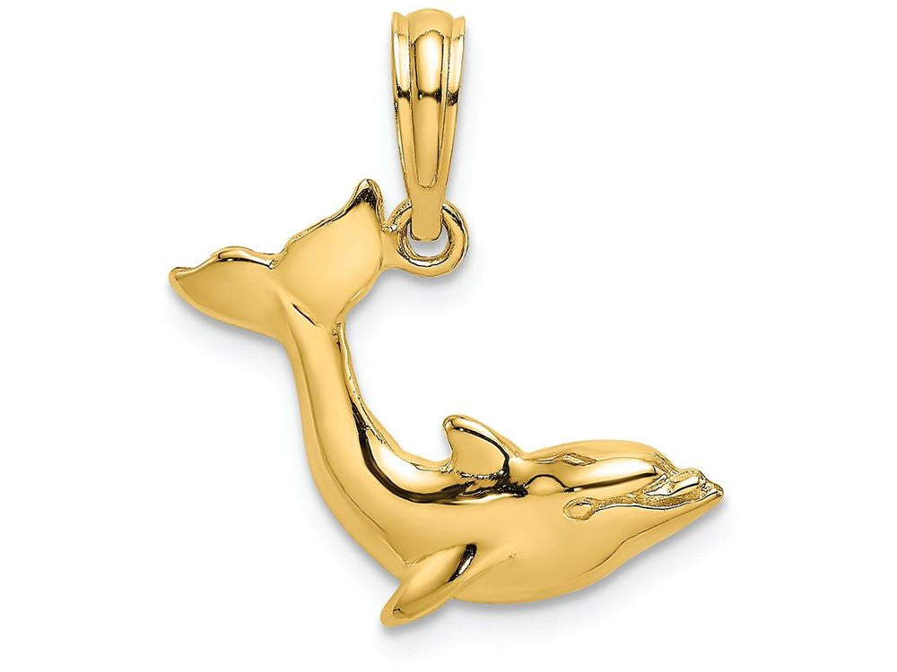 FJC Finejewelers 14k Yellow Gold Dolphin-tail Up Polish Charm